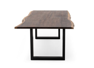 VIG Furniture Taylor Extra-Large 102" Acacia Live Edge Dining Table, 1.5" Solid Top, Matte Black U Legs, Seats 8-10 VGEDPRO226005-BRN-DT