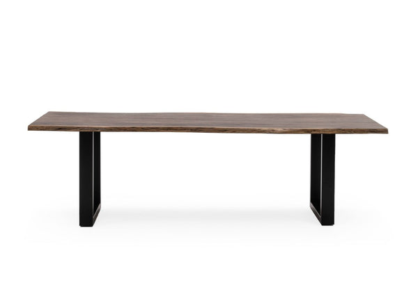 VIG Furniture Taylor Extra-Large 102" Acacia Live Edge Dining Table, 1.5" Solid Top, Matte Black U Legs, Seats 8-10 VGEDPRO226005-BRN-DT
