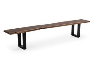 VIG Furniture Taylor Extra-Large 102" Live Edge Acacia Dining Bench With Black Metal U-Legs — Rustic Modern Seating For Families VGEDPRO260006-BRN-BN