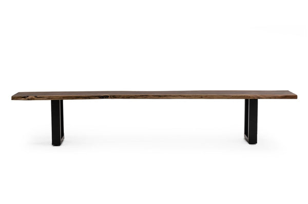 VIG Furniture Taylor Extra-Large 102" Live Edge Acacia Dining Bench With Black Metal U-Legs — Rustic Modern Seating For Families VGEDPRO260006-BRN-BN