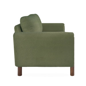 English Elm Comfy Mid-century Modern Loveseat with Walnut Legs Teddy Fabric 2-seat Small Space Sofa Green W2308P463602