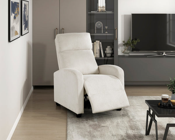 English Elm Modern Parsons Push Back Recliner Chair in Soft Corduroy Fabric — Sleek Comfortable Living Room Lounger with Solid Wood Frame and Easy Recline Mechanism Beige 30 L x 27 W x 21.5 H B011P395857