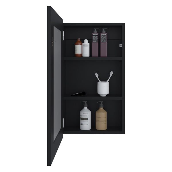 English Elm Juno Narrow Mirrored Medicine Cabinet 25.7" H x 15.7" W — Space-Saving Wall Mount with 3 Shelves for Bathroom and Kitchen Black 31.2 L x 19.3 W x 3.6 H B200P240247