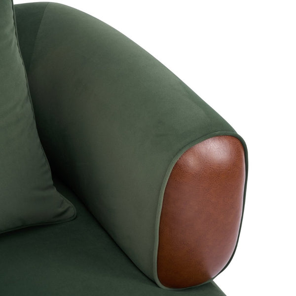 English Elm Bblythe Velvet Accent Chair Wrap Around Backrest Solid Wood Frame Cozy Reading Nook Sage N776P418607S