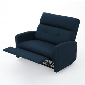 English Elm Christopher Knight Home® - Reclining Loveseat with Push-Back Recline, Plush Tufted Fabric Sofa, Compact Wall-Hugger Design Navy Blue 61372.00
