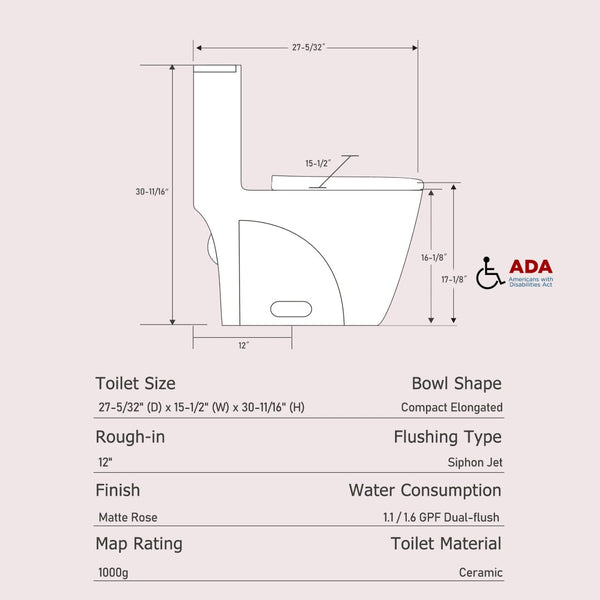 English Elm One-piece Elongated Porcelain Toilet Dual Flush Ada Comfort Height Soft Close Seat W1920P425616