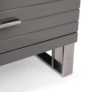 VIG Furniture Splendor Dark Grey High-Gloss Slatted Chest Of Drawers With 6 Soft-Close Drawers & Gunmetal Handles VGVCJ20256-6H-GRY-CHEST
