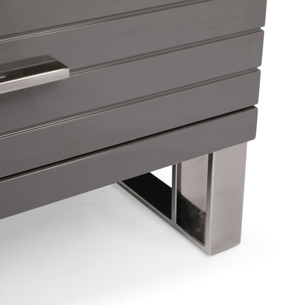 VIG Furniture Splendor Dark Grey High-Gloss Slatted Chest Of Drawers With 6 Soft-Close Drawers & Gunmetal Handles VGVCJ20256-6H-GRY-CHEST