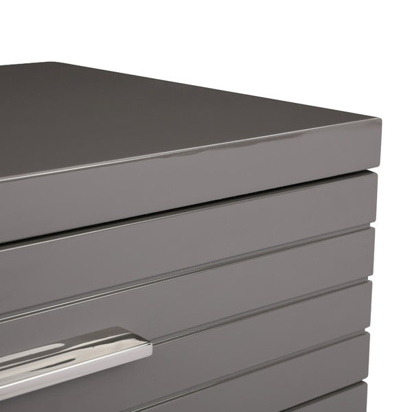 VIG Furniture Splendor Dark Grey High-Gloss Slatted Chest Of Drawers With 6 Soft-Close Drawers & Gunmetal Handles VGVCJ20256-6H-GRY-CHEST