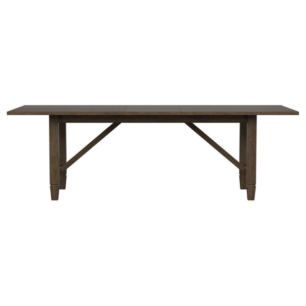 English Elm Jamie Trestle Base Mahogany Veneer Extendable Dining Table for Farmhouse Rooms B062P447822