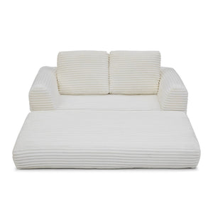 English Elm 2-in-1 Corduroy Futon Loveseat Sleeper Modular Floor Couch for Studio Living Rooms Beige W1117P415675
