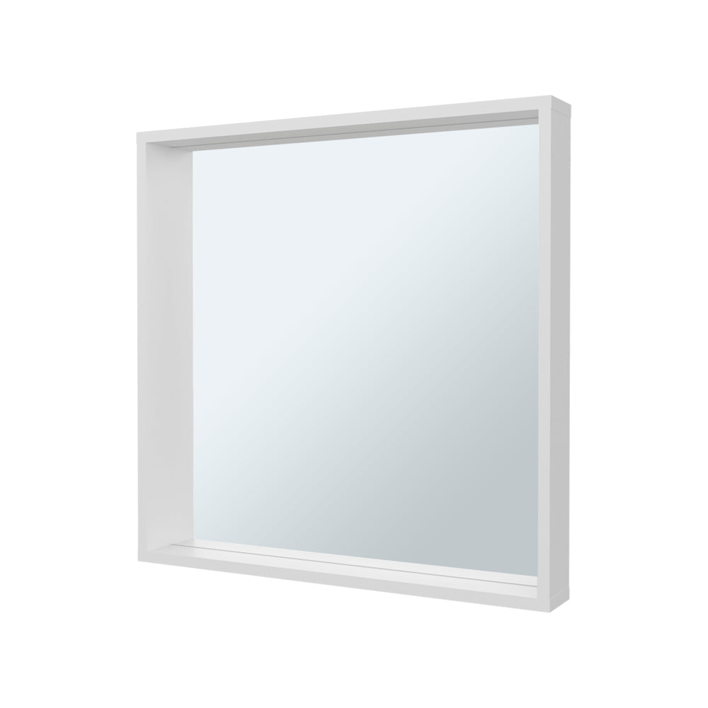 English Elm White White wall-mounted mirror cabinet with storage shelves, sleek modern melamine finish for small baths (23.6" x 23.6") B062P380050