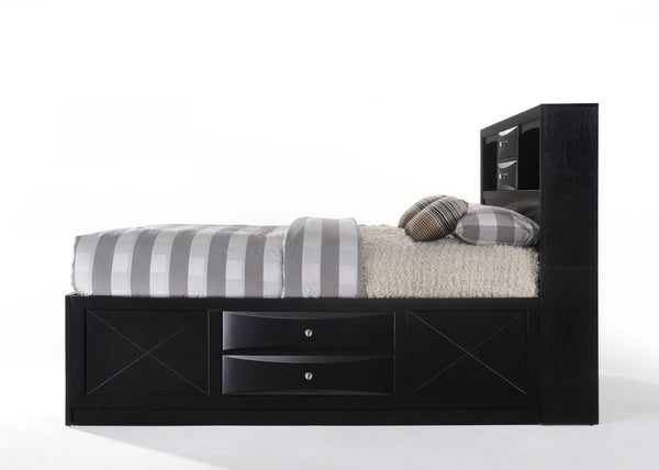 English Elm Ireland Black Finish Full Bed With Integrated Storage & Bookcase Headboard For Compact Spaces B2726S00467