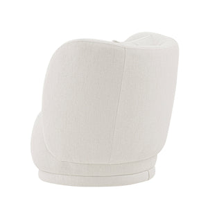 English Elm Contemporary Siri Linen Weave Accent Chair Cream with Pillow — Durable Pine Frame, 440 lb Capacity, Fully Assembled B365P398022