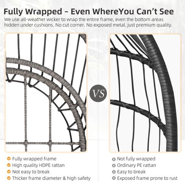 English Elm Outdoor Egg Swing Chair With Removable Cushions - Stylish, Weather-Resistant, And Easy Storage! W2500P364233-GIGA