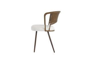 English Elm Wicker Rattan Wingback Dining Chairs Set of Two with Velvet Cushion and Metal Legs W3590P453804