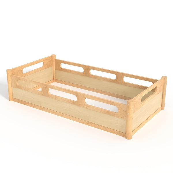 English Elm Twin Low Profile Floor Bed with Guardrails Pine Wood Frame Minimalist Bedroom Natural W1580P438791