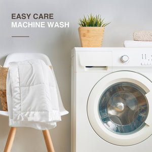 JLA Home Madison Park - Lightweight Down Alternative Blanket with Satin Trim for All-Season Comfort, Moisture-Wicking & OEKO-TEX Certified White MP51-1613