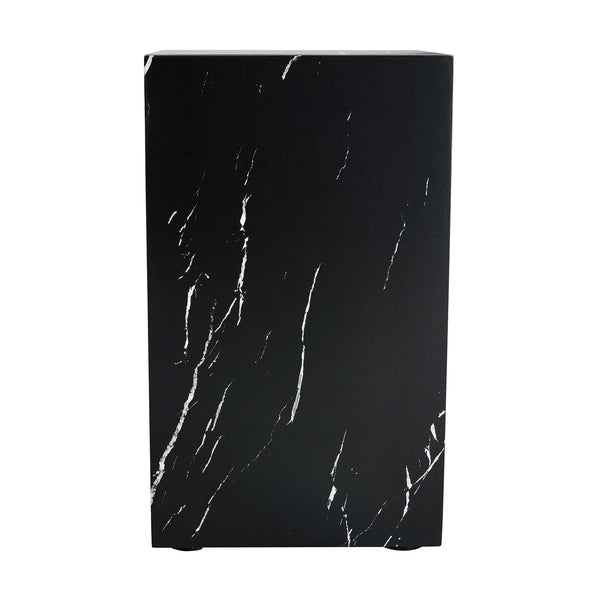 English Elm 11.8*11.8*19.6 Black Marble Texture MDF Coffee Table — Luxurious, No-Assembly Side Table for Living Rooms W1151P218681