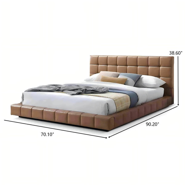 English Elm Hudson Biscuit Tufted Vegan Leather Queen Platform Bed for Modern Loft Living B183S00204