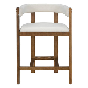 English Elm Christopher Knight Home® - COUNTER Mid-Century Modern 2-Piece Upholstered Barrel Back Stools with Rubberwood Frame and Foam Padding Beige N771P243848D