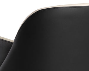 Sunpan Hagan Futuristic Dining Armchair - Stylish Modular Design in Dillon Cream & Black Faux Leather