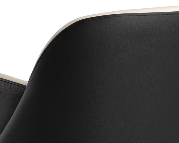 Sunpan Hagan Futuristic Dining Armchair - Stylish Modular Design in Dillon Cream & Black Faux Leather