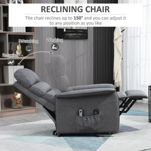 English Elm HOMCOM Electric Lift Recliner Chair with Remote Control, Supportive Foam & Pocket Storage for Seniors Grey W2225P217935