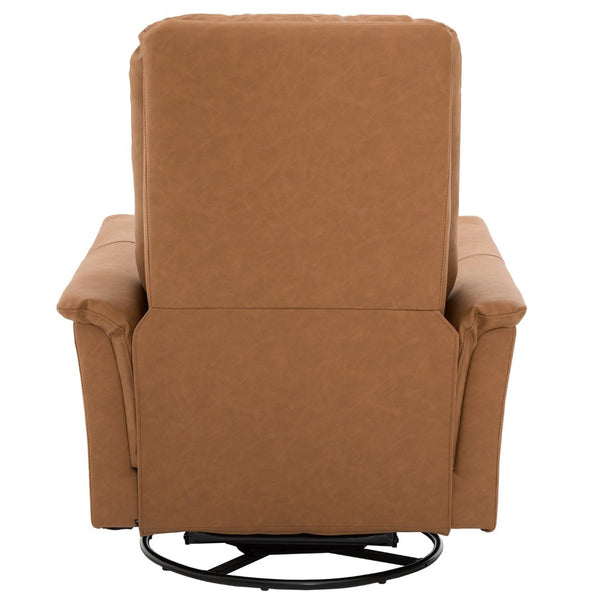 English Elm Manual Recliner Swivel Rocker Boucle Chair with 8-point Massage for Nursery or Living Room Brown N763P363763D