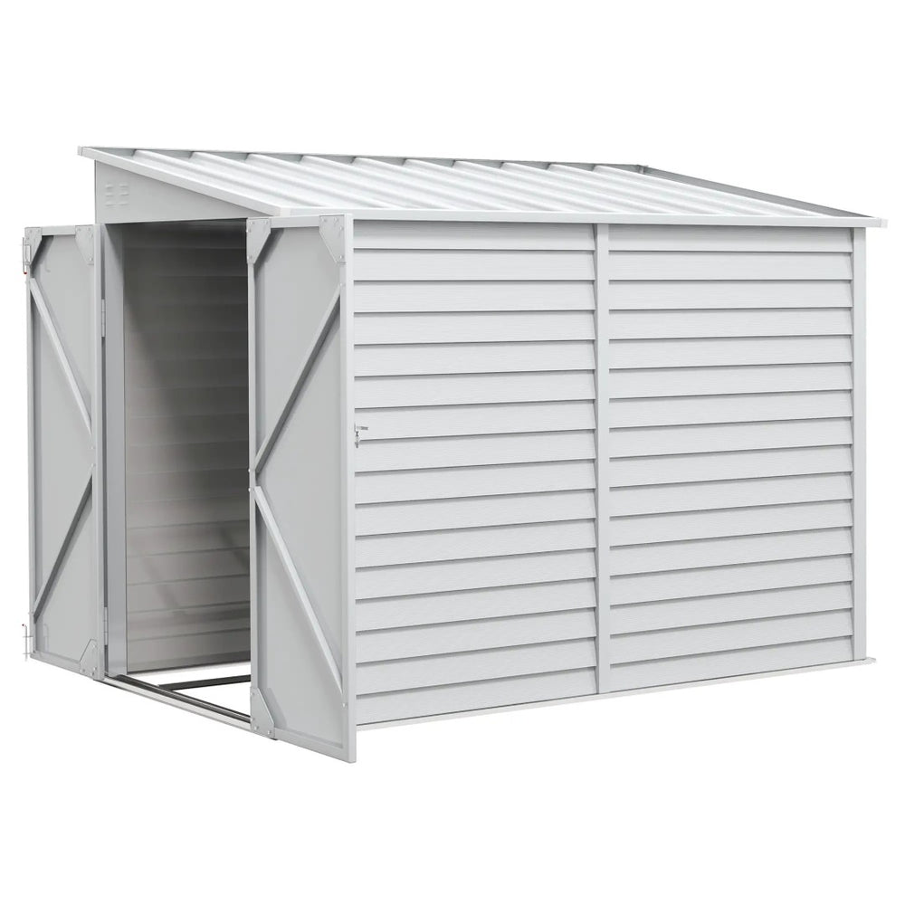 English Elm Garden Lean-to Steel Shed with Lockable Double Doors and 38 Sq Ft Outdoor Storage T3971S00067