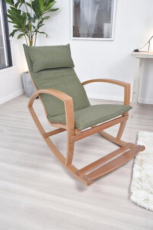 English Elm Modern Children's Rocking Chair with Sturdy Wooden Frame, Upholstered High Back, Washable Fabric, Safe Soothing Motion for Nursery and Playroom (Ages 0-8) Green B029P330084