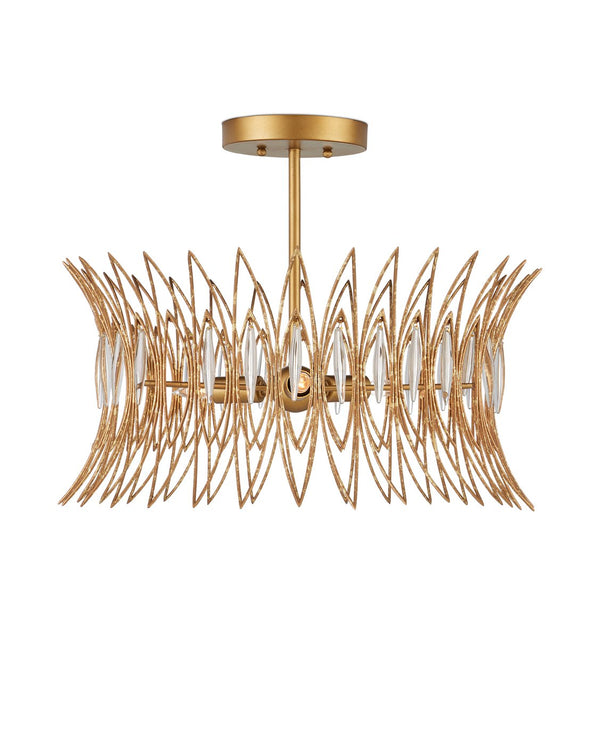 Currey & Company Marquise Oval Gold Chandelier - Elegant Mid-century Design With Leaf Motifs And Dimmable Lighting Gold Glass ,Wrought Iron 9000-1325-currey-company