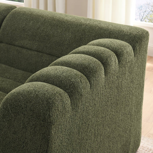 English Elm 106" Modular L-shaped Sectional Chenille Sofa Sculptural Low Profile Living Room Couch Green W1413S00126