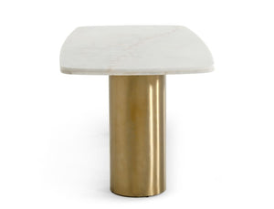 VIG Furniture Rocky White Marble Dining Table With Brushed Gold Double Pedestals, Seats 6, Sculptural Luxe Design VGGMM-DT-1360A-DT