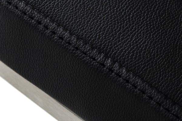 VIG Furniture Folsum Modern Brushed Stainless Steel Swivel Stool With Vegan Leather, Adjustable Air-Lift Comfort Black Bar Stool VGHR5040GB-1-BLK-BS