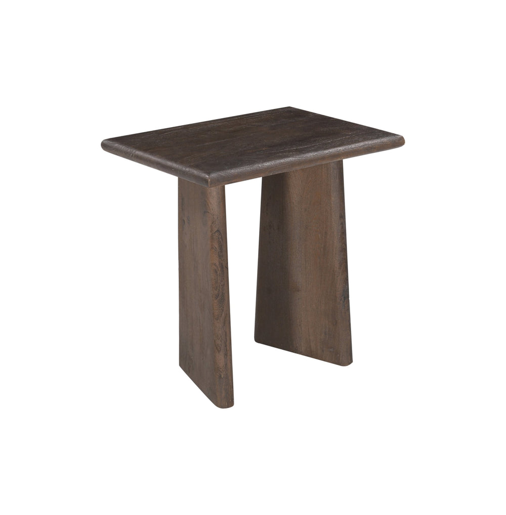 Basset Mirror Lasso Modern Organic End Table With Solid Mango Wood & Unique Tapered Base - Antiqued Brown Finish Brown Solid Mango Wood 7811-lr-250