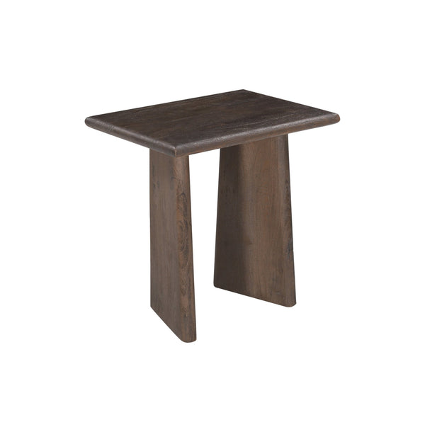 Basset Mirror Lasso Modern Organic End Table With Solid Mango Wood & Unique Tapered Base - Antiqued Brown Finish Brown Solid Mango Wood 7811-lr-250