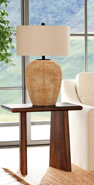 Basset Mirror Lasso Modern Organic End Table With Solid Mango Wood & Unique Tapered Base - Antiqued Brown Finish Brown Solid Mango Wood 7811-lr-250