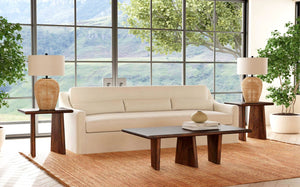 Basset Mirror Lasso Modern Organic End Table With Solid Mango Wood & Unique Tapered Base - Antiqued Brown Finish Brown Solid Mango Wood 7811-lr-250