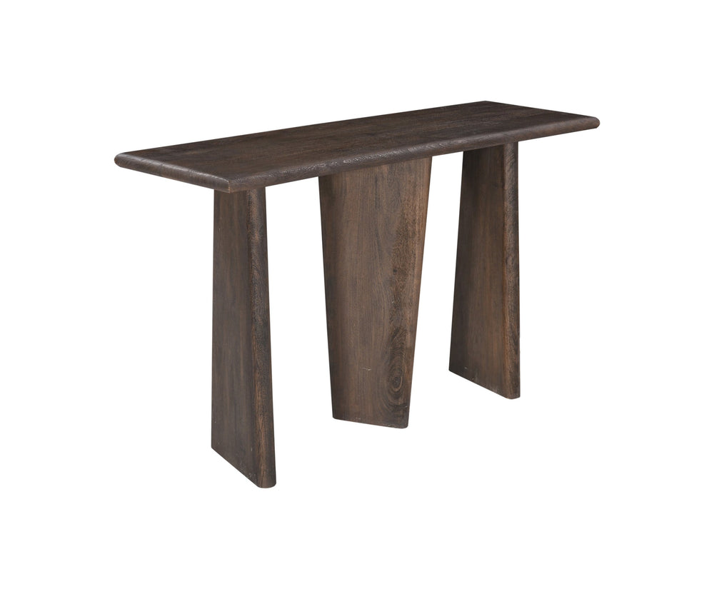Basset Mirror Lasso Console Table - Modern Organic Design With Sandblasted Solid Mango Wood And Unique Base Brown Solid Mango Wood 7811-lr-400