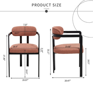 English Elm Modern Tufted Boucle Dining Chairs Set of 2 with Curved Back and Matte Metal Legs Orange W3244P337419