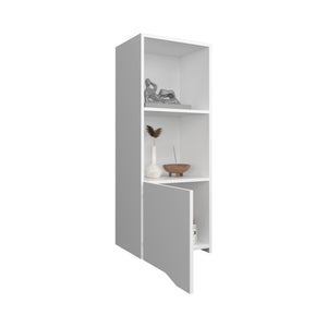 English Elm Obregon Wall Cabinet 43" Tall One-Door Medicine Cabinet with Two Open Shelves for Small Spaces White 44 L x 16 W x 3 H B200P235847