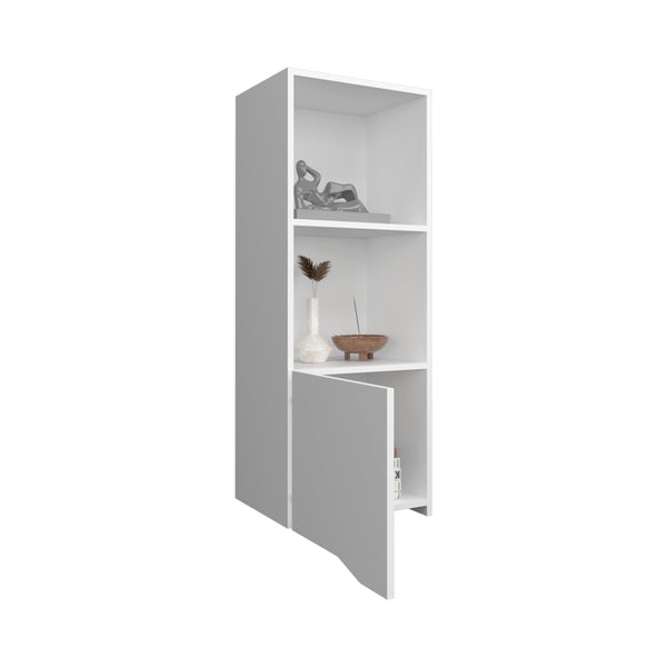 English Elm Obregon Wall Cabinet 43" Tall One-Door Medicine Cabinet with Two Open Shelves for Small Spaces White 44 L x 16 W x 3 H B200P235847