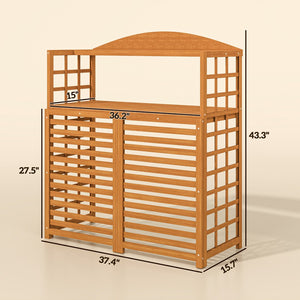 English Elm Outsunny Fir Wood Ac Enclosure Outdoor Privacy Screen with Plant Shelves Patio W2225P485608
