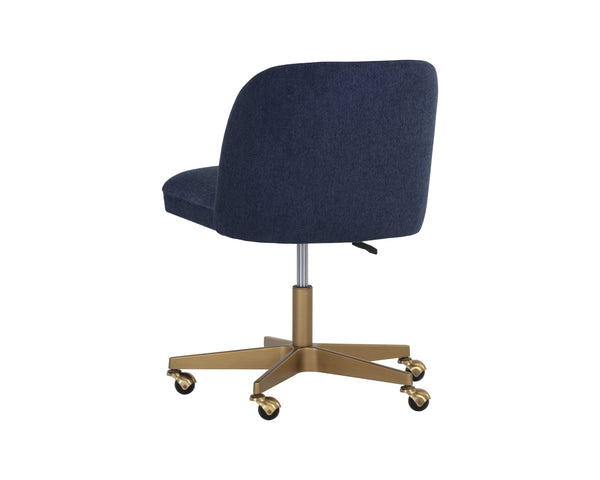 Sunpan Kenna Office Chair - Modern Minimalist Design with Adjustable Height and Gold Steel Base for Mobility Belfast Navy