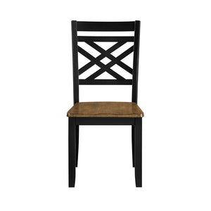 English Elm 2-tone Farmhouse Dining Set Seats Four with X-back Chairs and Trestle Storage Base B011S02211