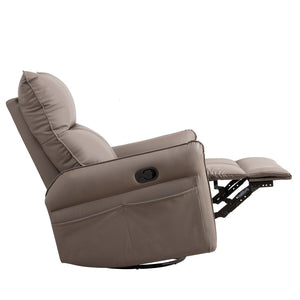 English Elm Pu Leather Swivel Glider Recliner with Footrest for Nursery Bedroom Lounge W1028115302