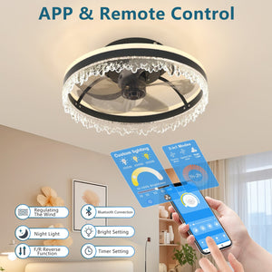 English Elm Modern Led Ceiling Fan With Remote – 16'' Dimmable Light, Whisper-Quiet Blades & Adjustable Colors W2312P368698