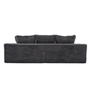English Elm Oversized Corduroy Cloud Couch Convertible Sleeper Sofa with Memory Foam Seating Dark Gray W395S00117