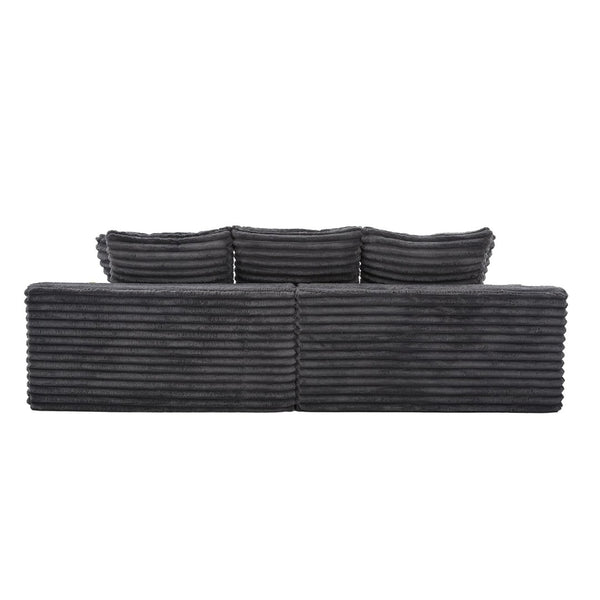 English Elm Oversized Corduroy Cloud Couch Convertible Sleeper Sofa with Memory Foam Seating Dark Gray W395S00117